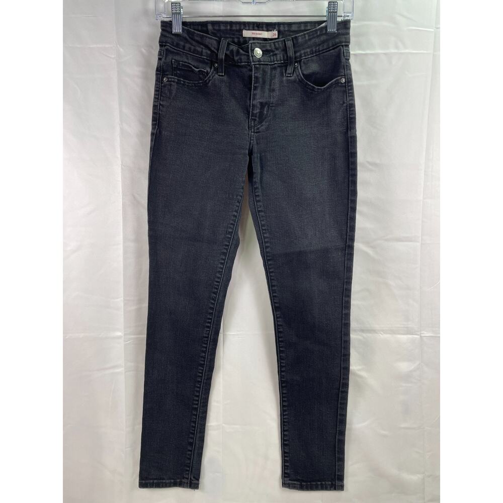 Levi's 711 Skinny Women's Black Denim Stretch 5-Pocket Ankle Mid-Rise Jeans 26